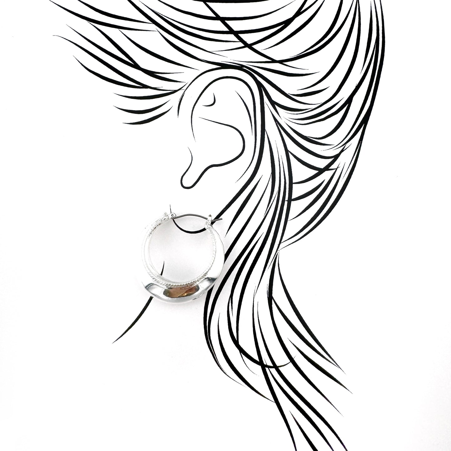 Mirror-finish hoop earrings with a wide design, Danish brand Pilgrim.