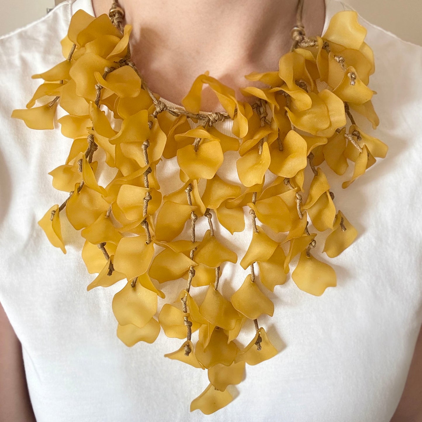 Necklace with large yellow petal-like elements, Spanish brand Sonata.