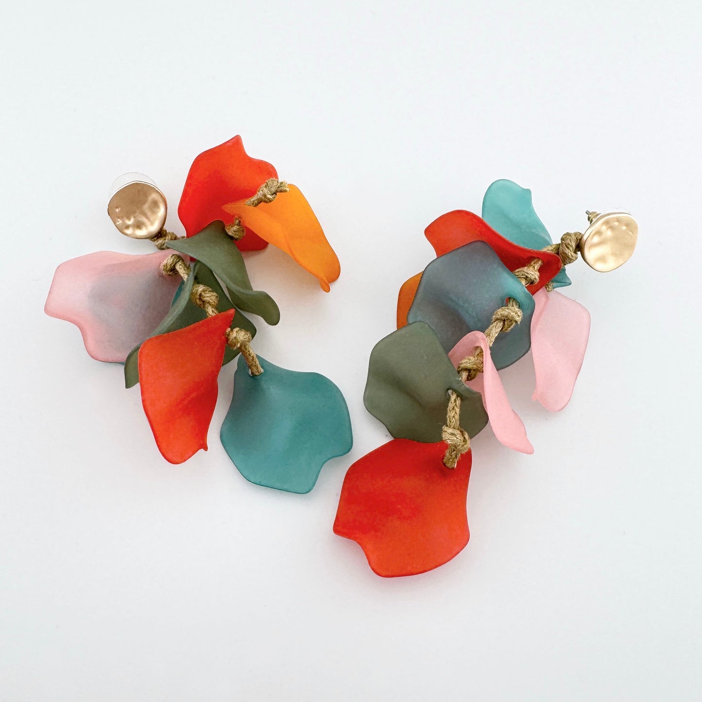 Earrings with matte multicolored petals, Spanish brand Sonata.
