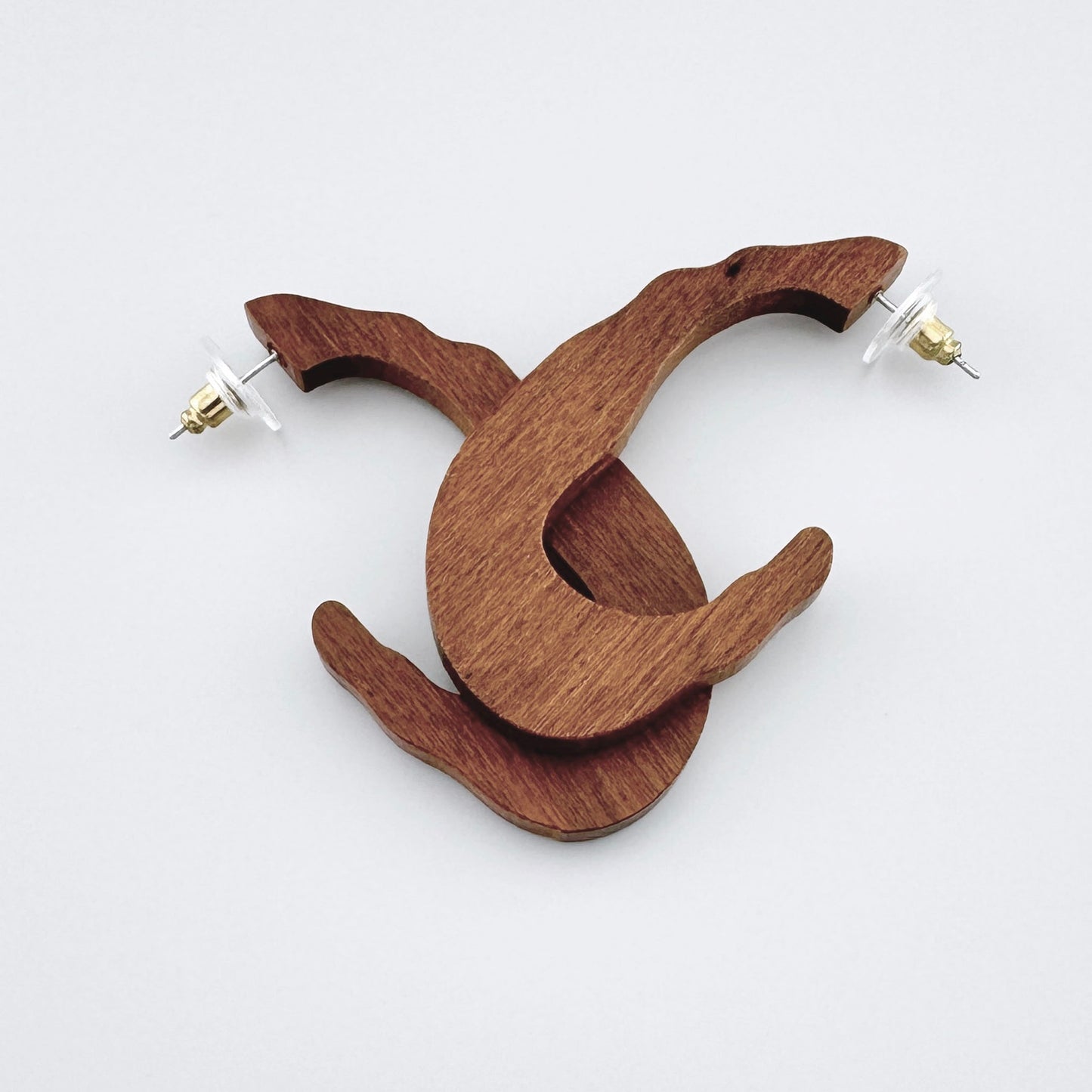 Geometric wooden earrings in a minimalist design, crafted by Spanish brand Sonata.