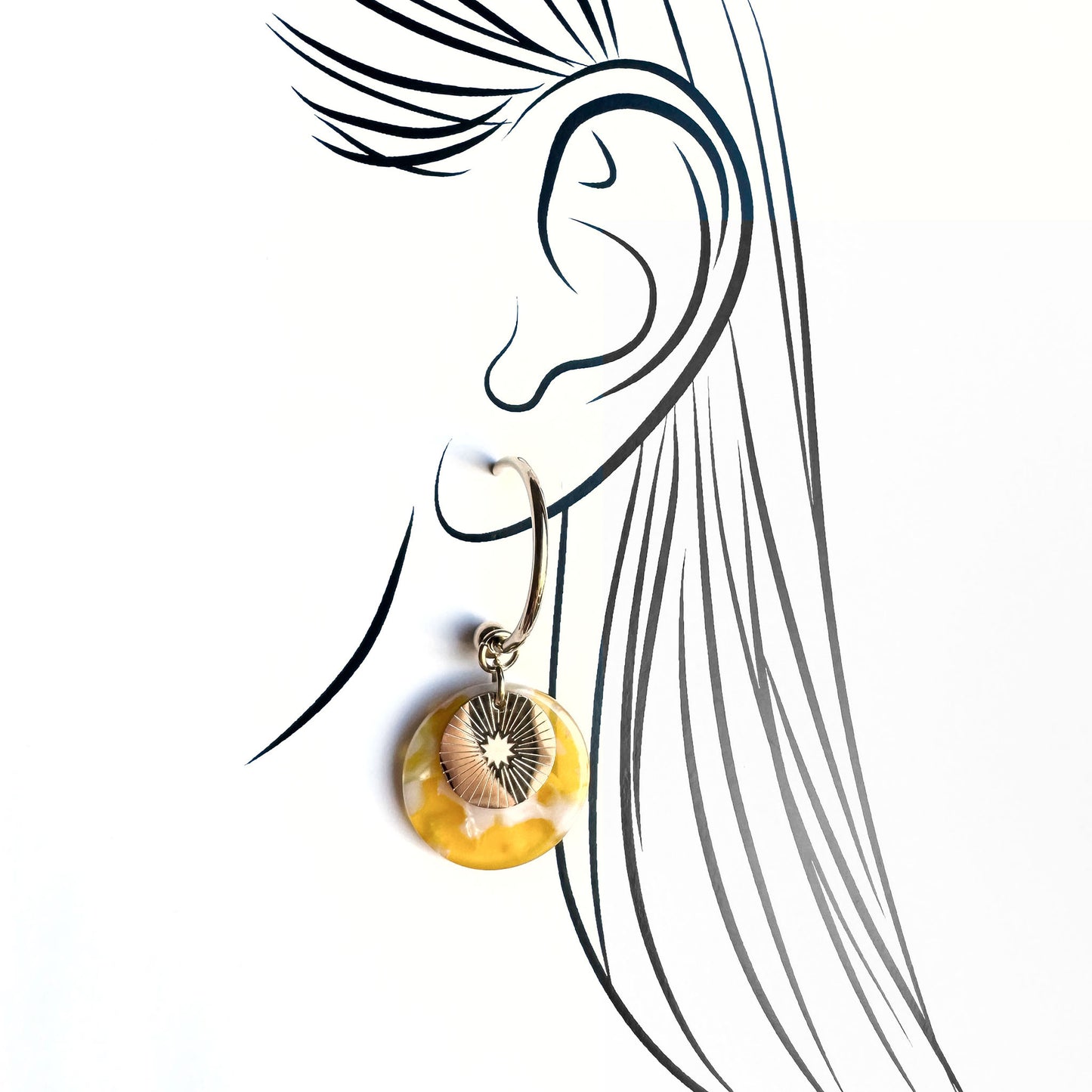 Earrings with yellow decor IRL (France)