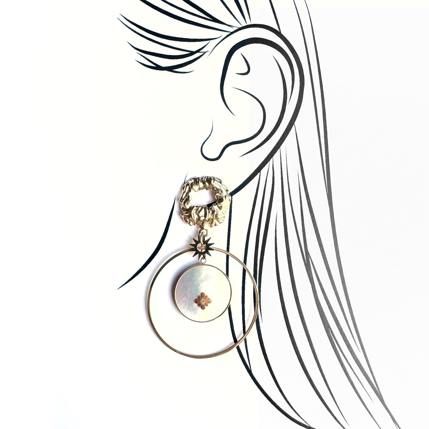 Earrings with mother of pearl IRL (France)