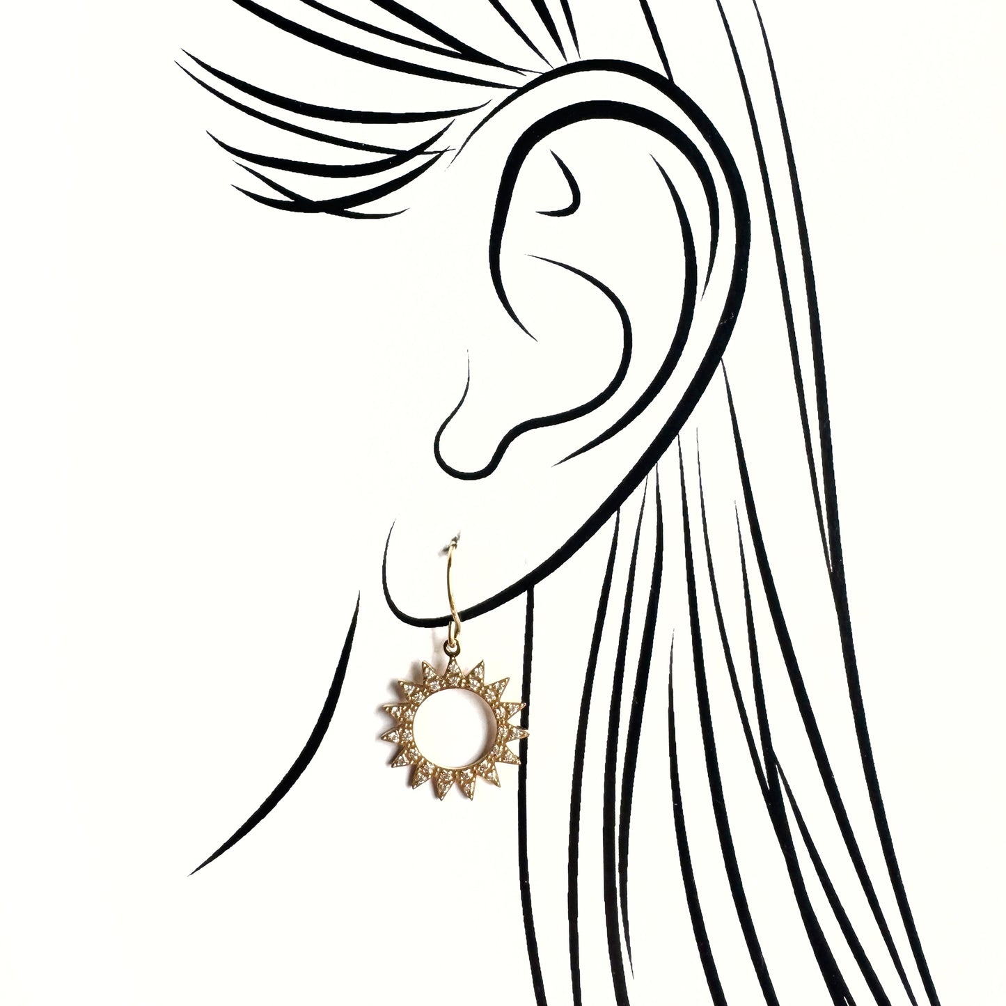 Star earrings with cubic zirconia IRL (France)