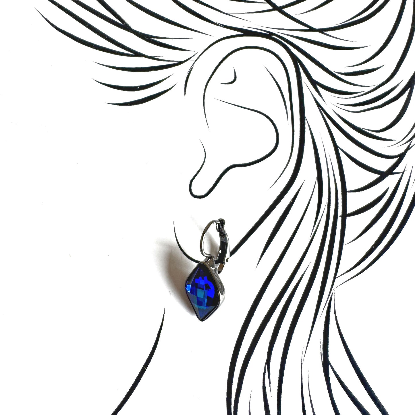 Metal earrings with crystals Bohm (France)