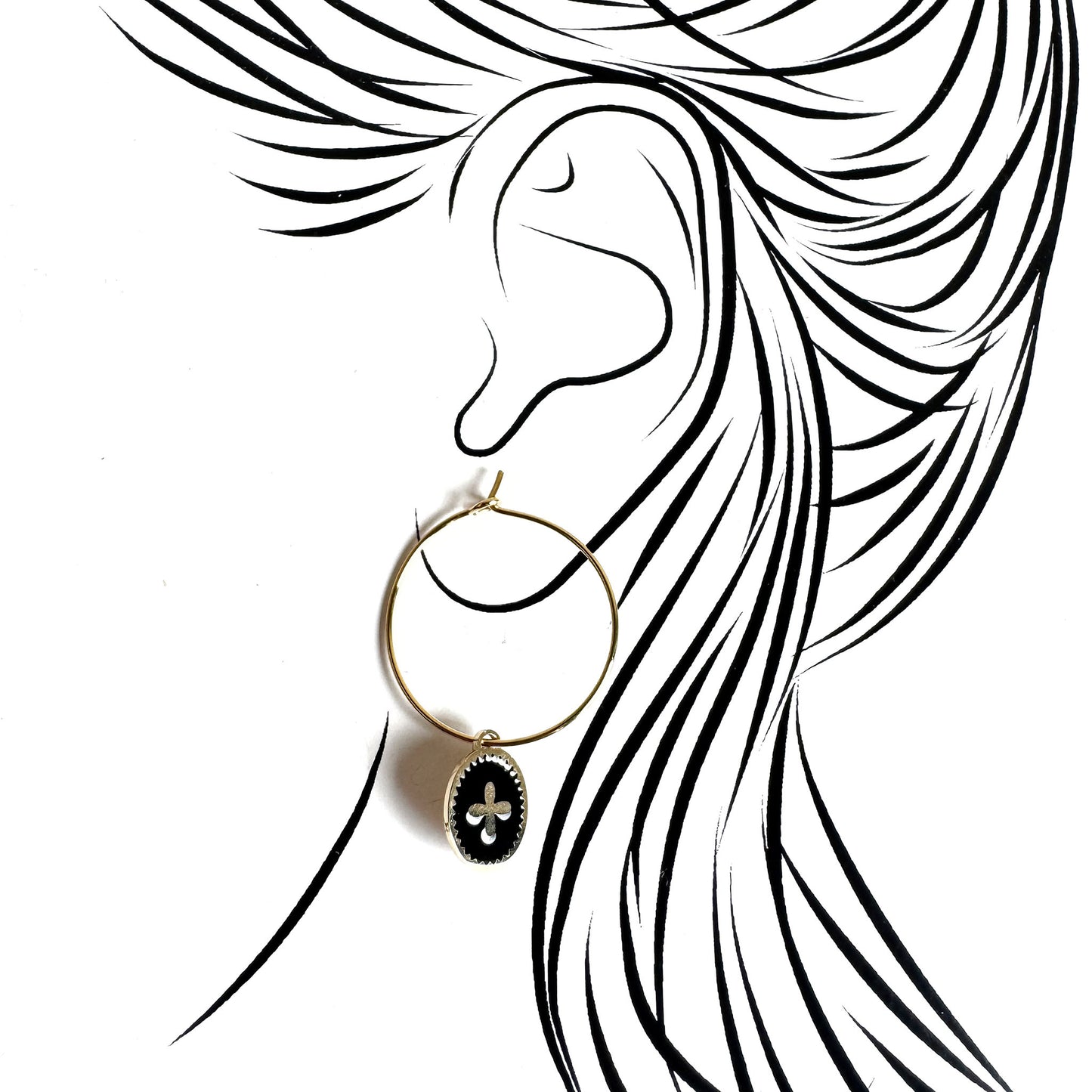 Hoop earrings with pendants Ikita (France)