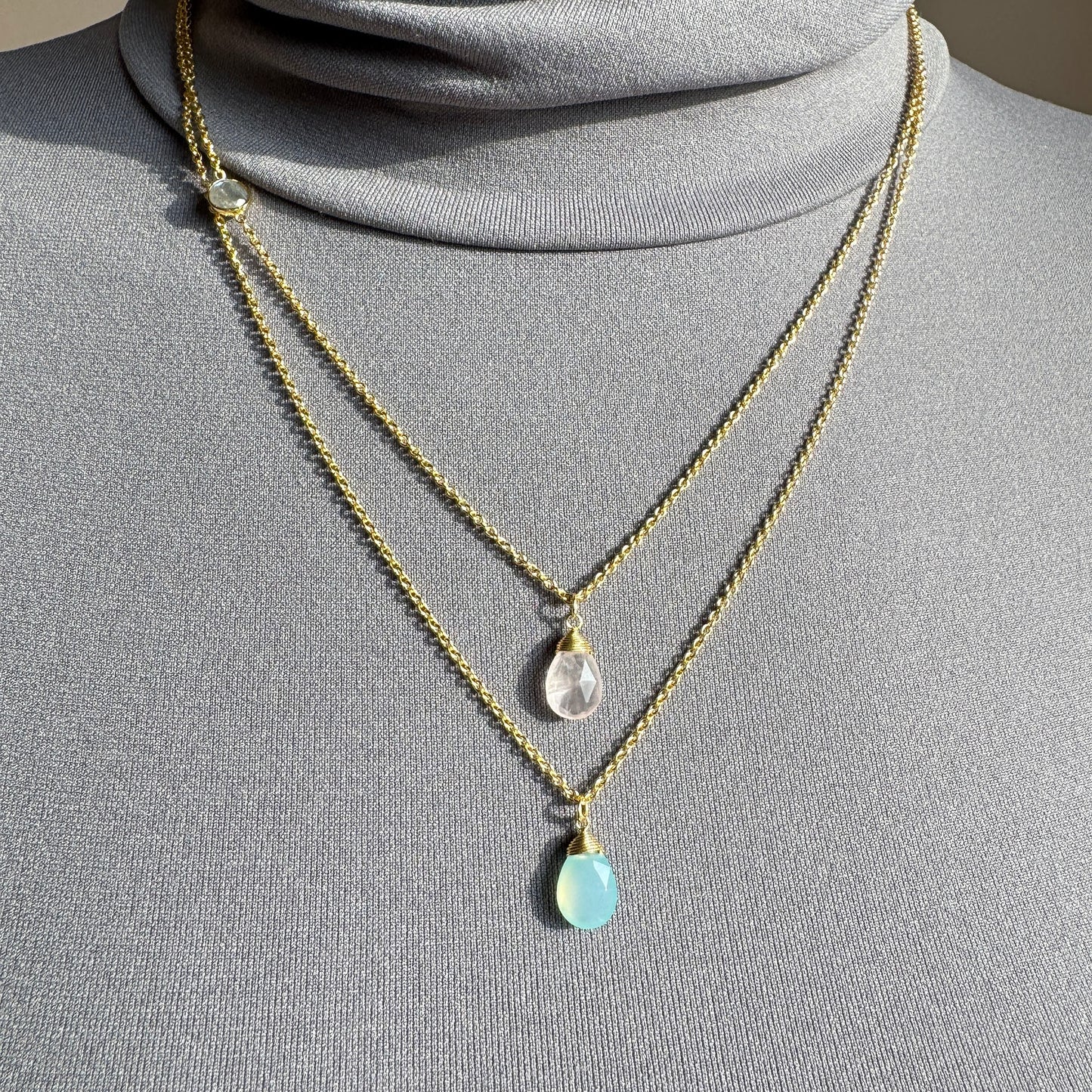 Naszyjnik z kwarcem i labradorytem Moonstone (France)