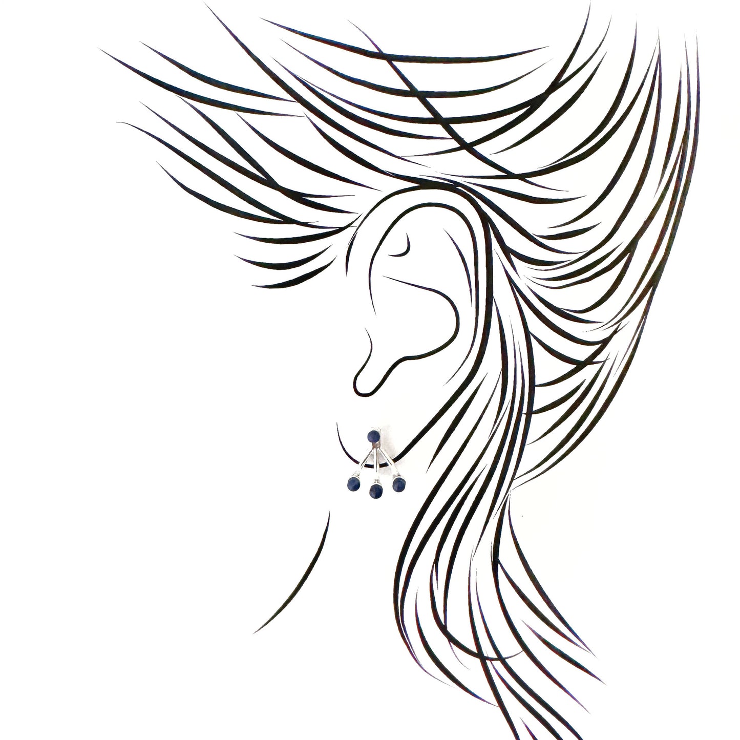 Sodalite Pilgrim earring shown in stylized ear placement graphic