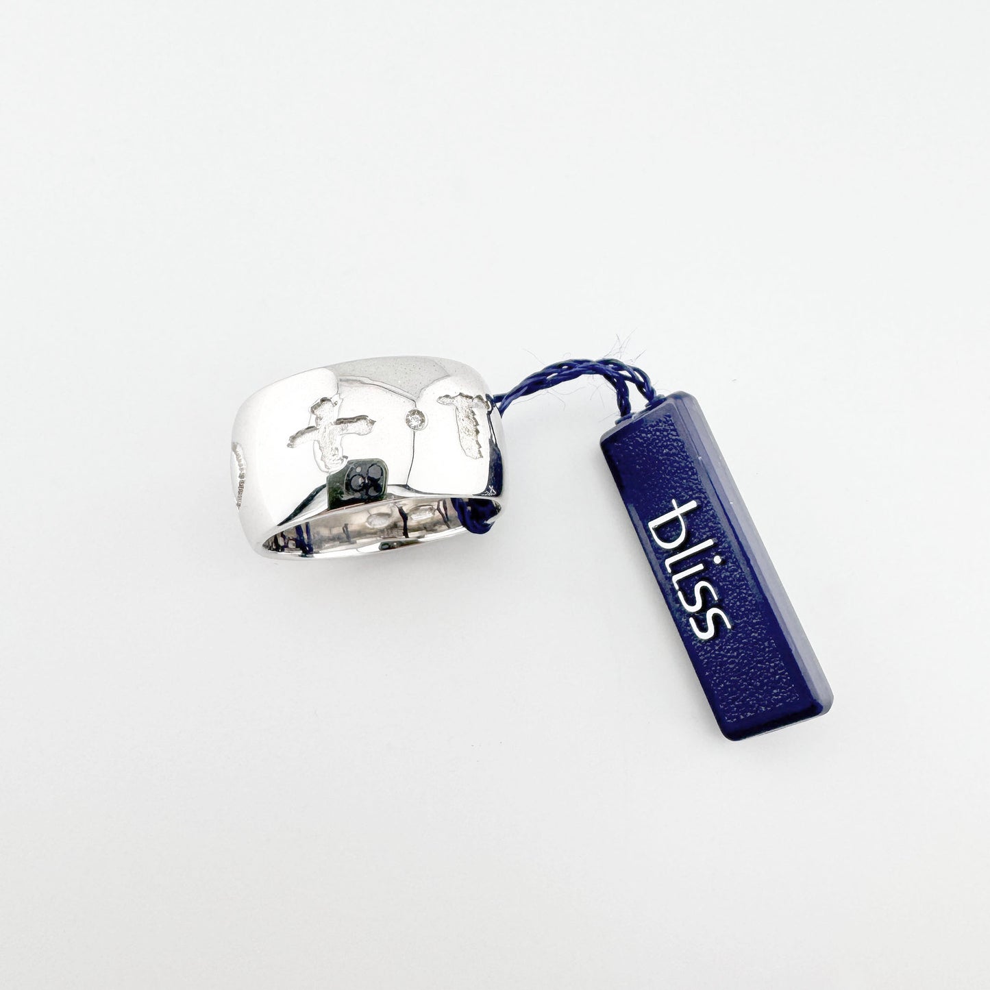 Gravierter breiter Ring Bliss Gioielli in silbernem Ton mit glatter Form