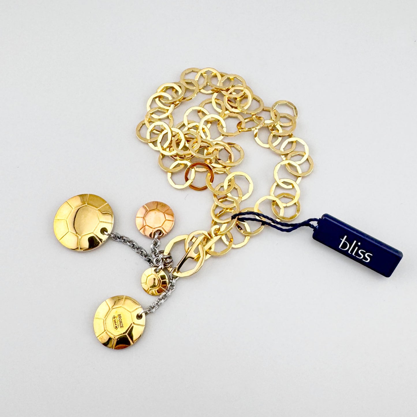 Goldene Halskette Bliss Gioielli mit gehammerten Medaillons und Logo-Gravur