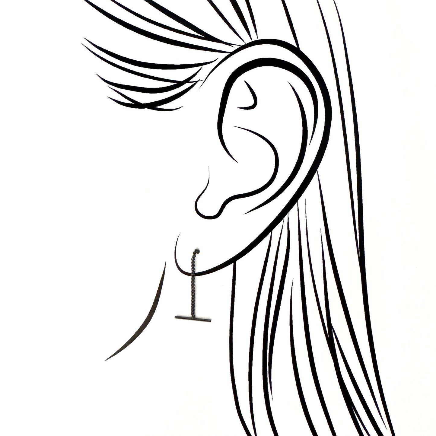 Minimalist graphite chain earrings with anthracite shine and linear form
