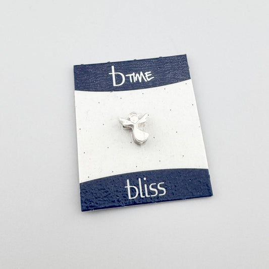 Silver angel charm Bliss Gioielli displayed on its branded card