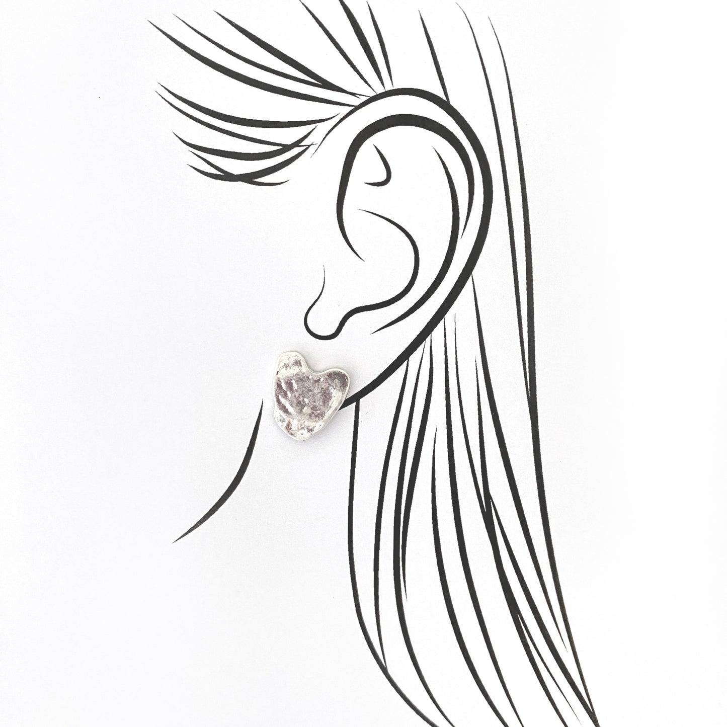 Minimalist silver geometric earrings with artistic irregular shapes