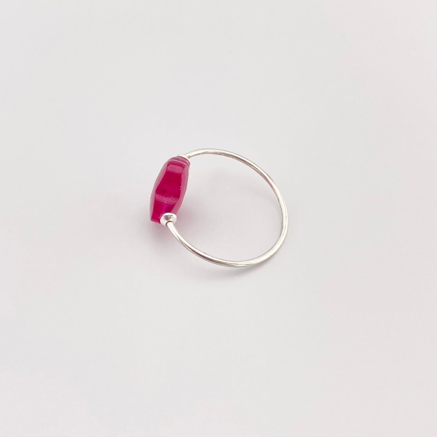 Bague Reminiscence en argent avec fleur en quartz rose