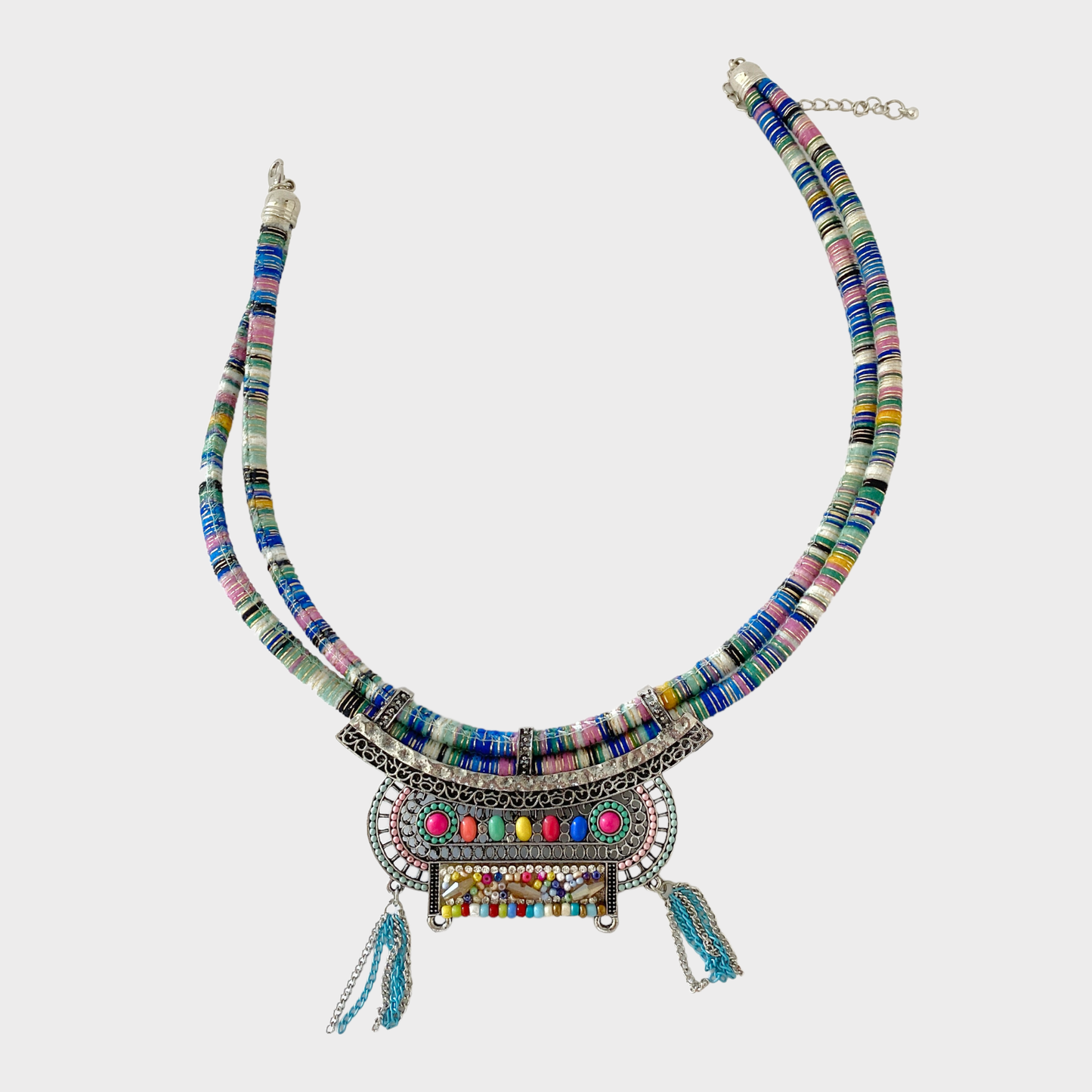 Bright colored necklace with beads