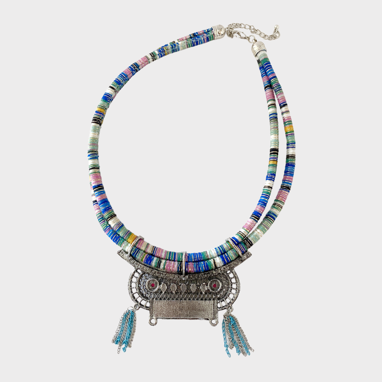 Bright colored necklace with beads