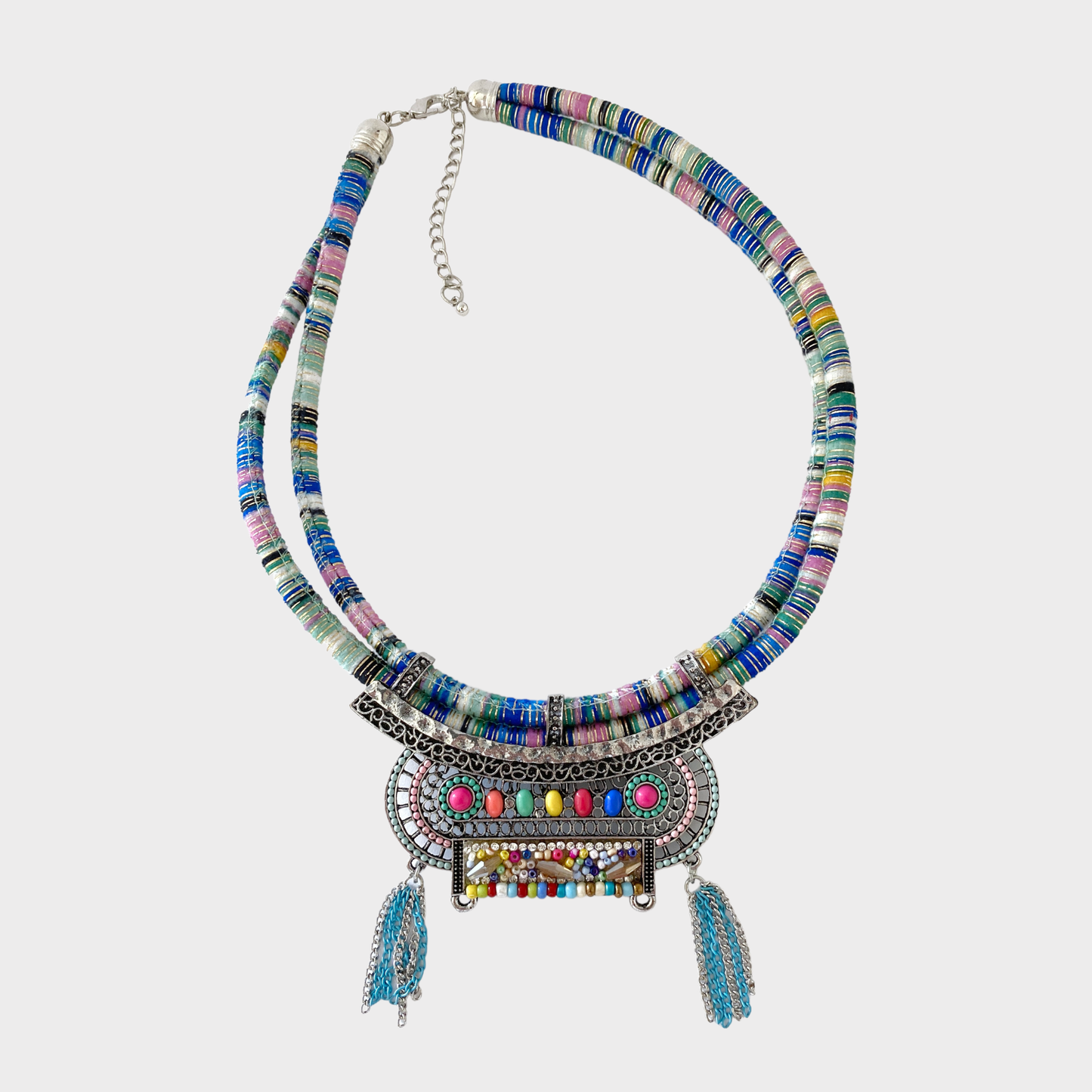 Bright colored necklace with beads