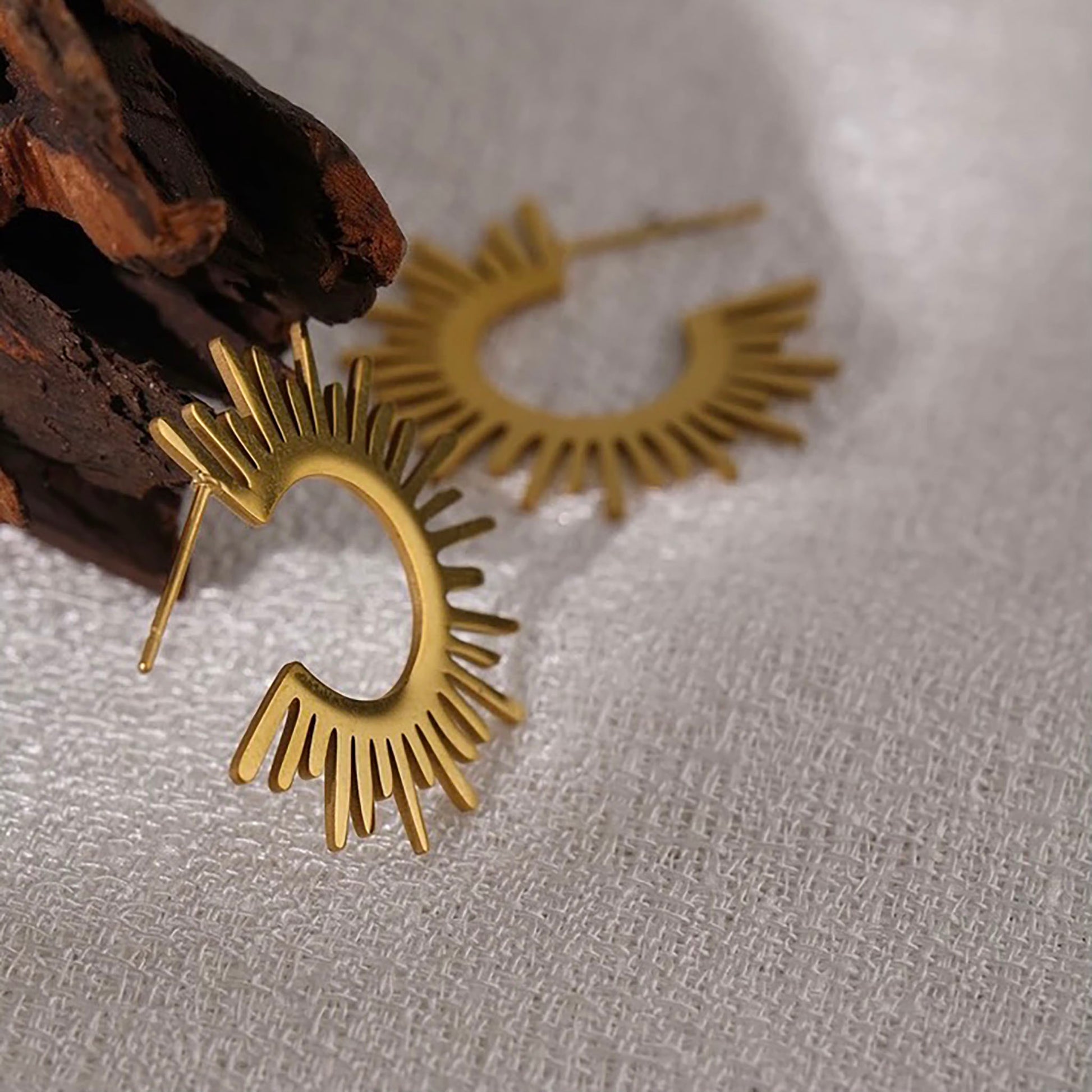 gold sun earrings