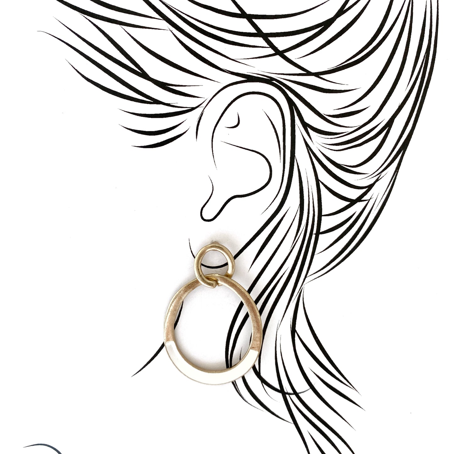 Hoop earrings with white enamel