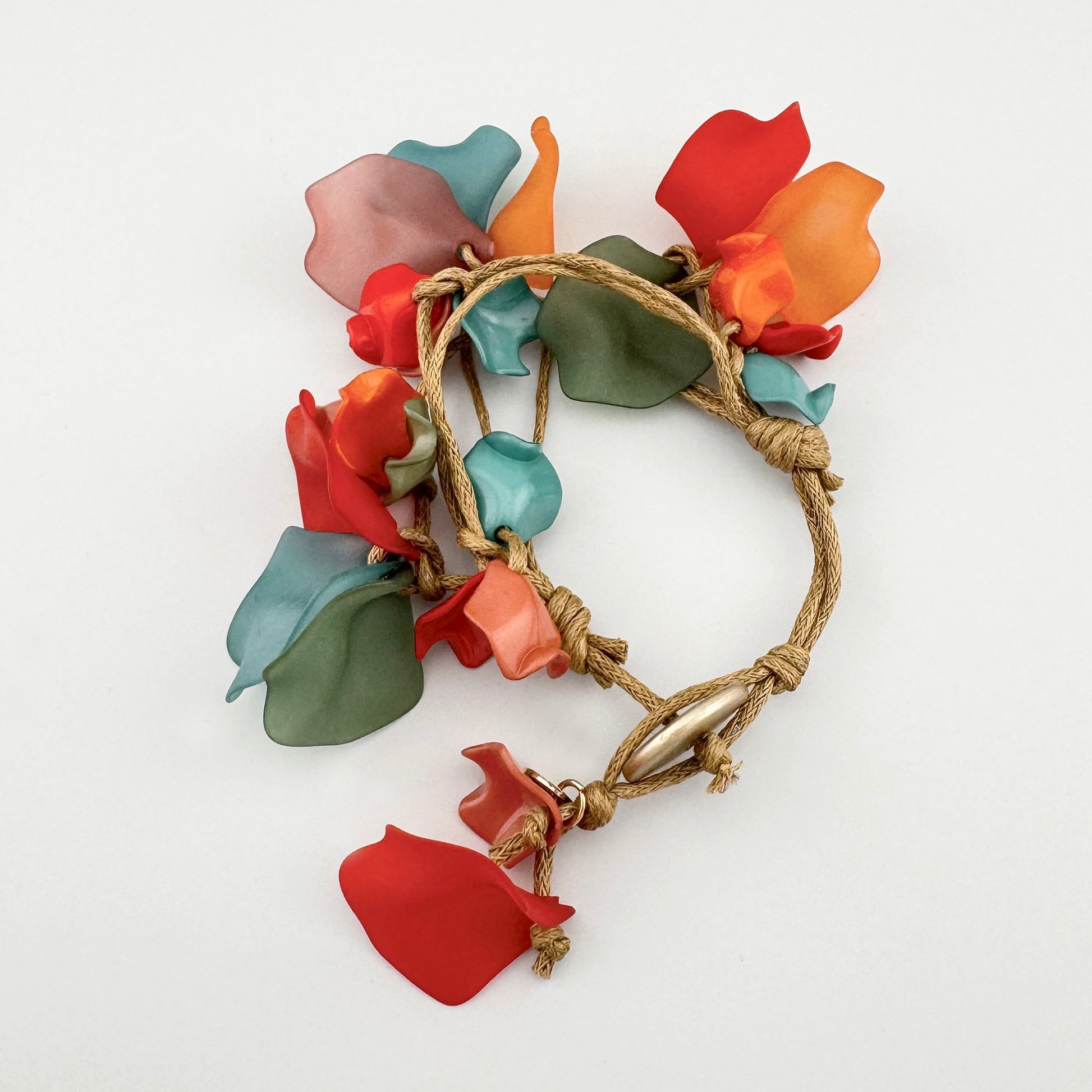 Bracelet with multicolored petal-shaped pendants, Spanish brand Sonata.