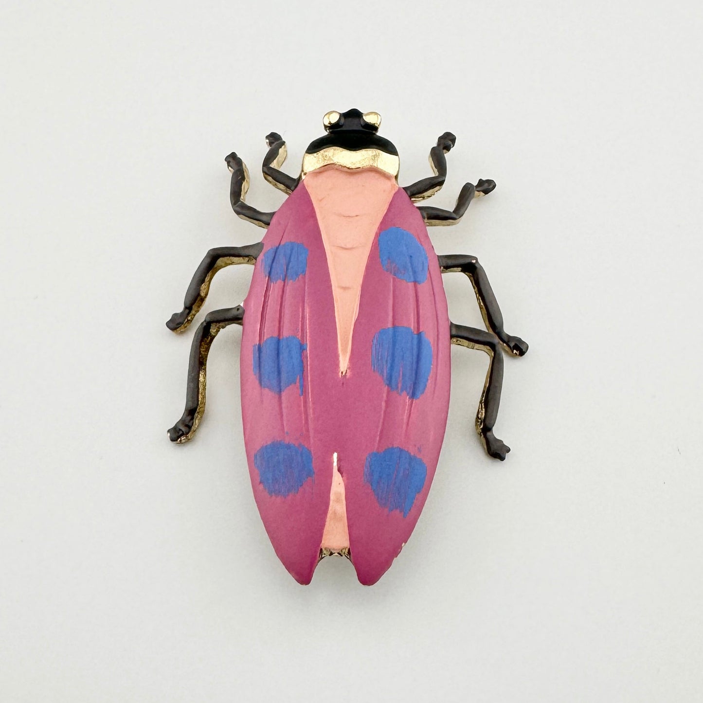 Brooch in the shape of a beetle with colorful accents, Spanish brand Sonata.