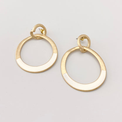 Hoop earrings with white enamel