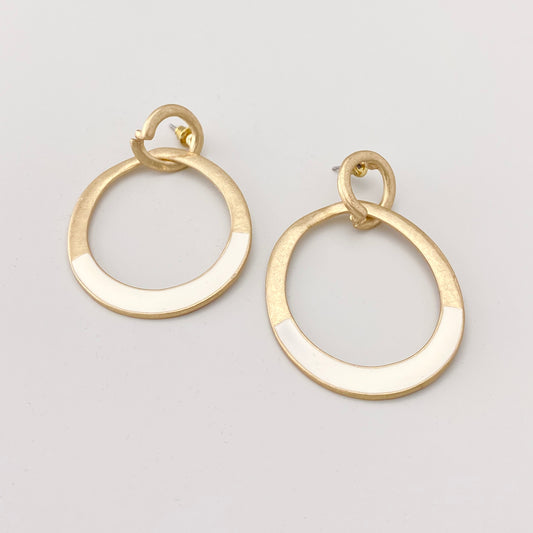 Hoop earrings with white enamel