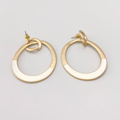 Hoop earrings with white enamel