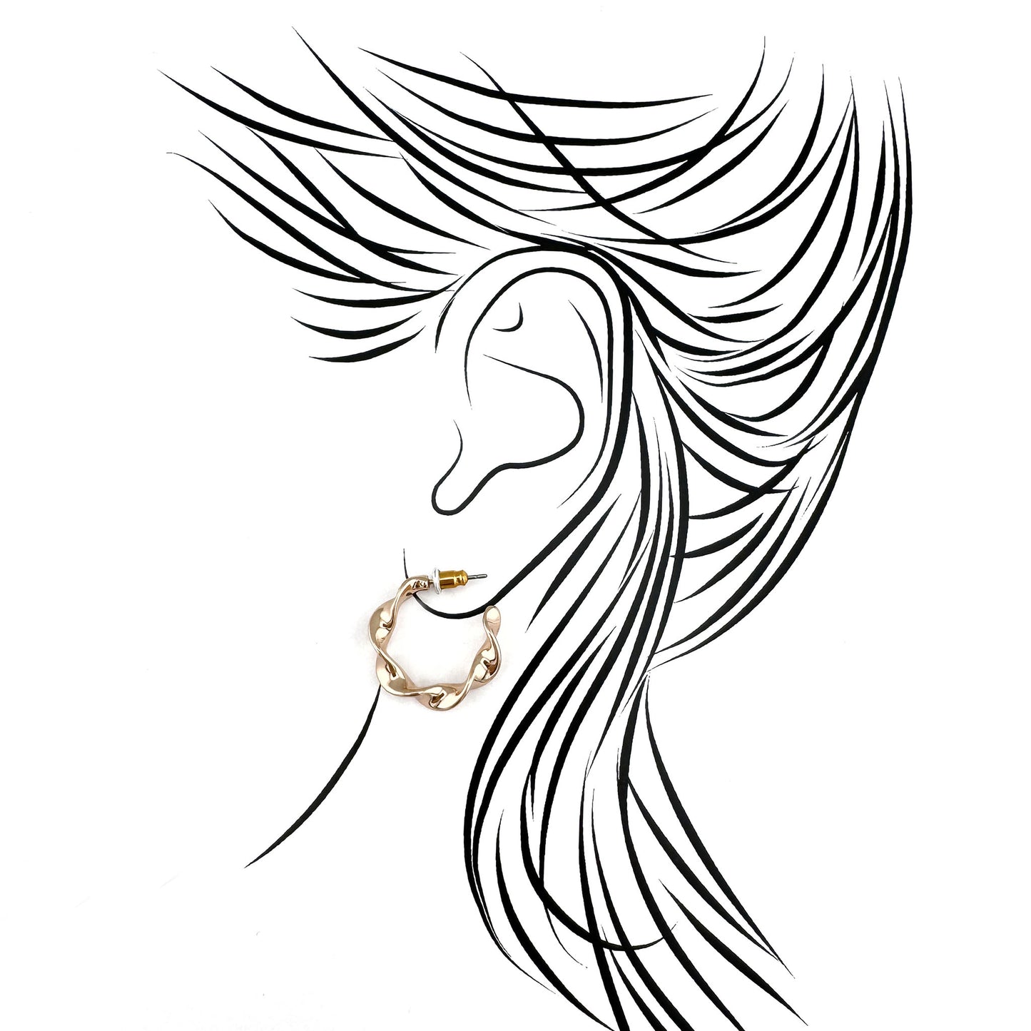 Twisted hoop earrings with a gold-plated finish, Danish brand Pilgrim.