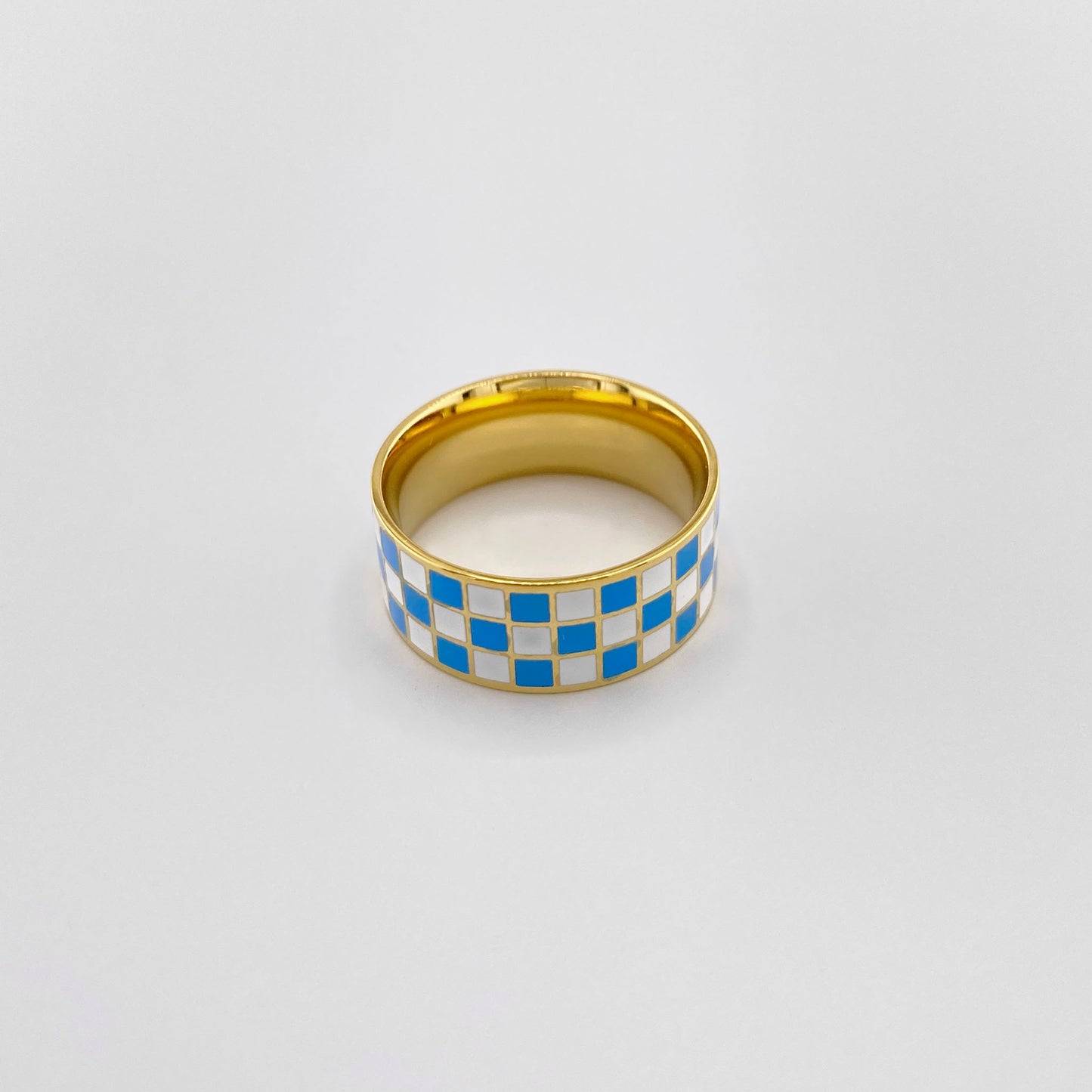 gold checkered ring