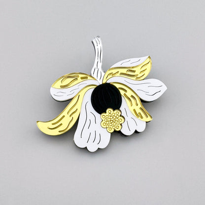 White flower brooch