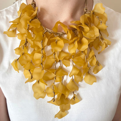 Necklace with large yellow petal-like elements, Spanish brand Sonata.