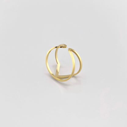 Gold-plated stainless steel ring with a minimalist design, French brand IRL.