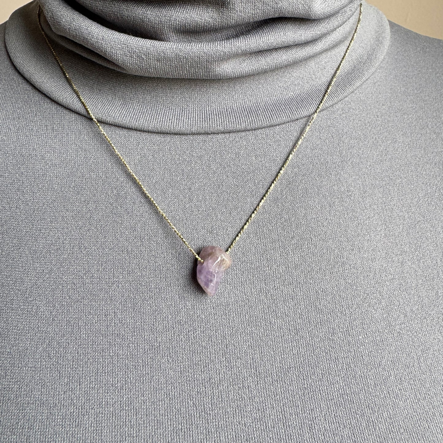 Elegant Pilgrim necklace with natural amethyst pendant on fine golden chain