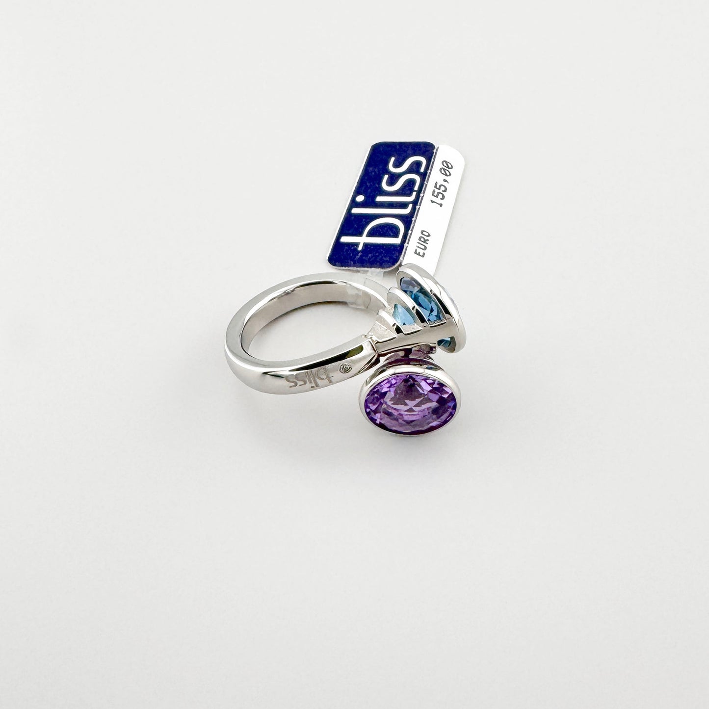 Anillo de cuarzo dúo con dos piedras en forma asimétrica