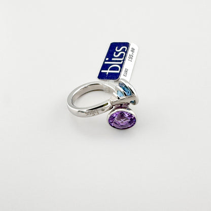 Anillo de cuarzo dúo con dos piedras en forma asimétrica