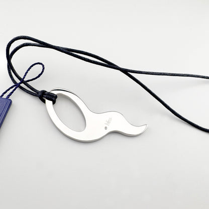 Asymmetrische Halskette Bliss Gioielli mit schwarzem Band und poliertem Stahlanhänger