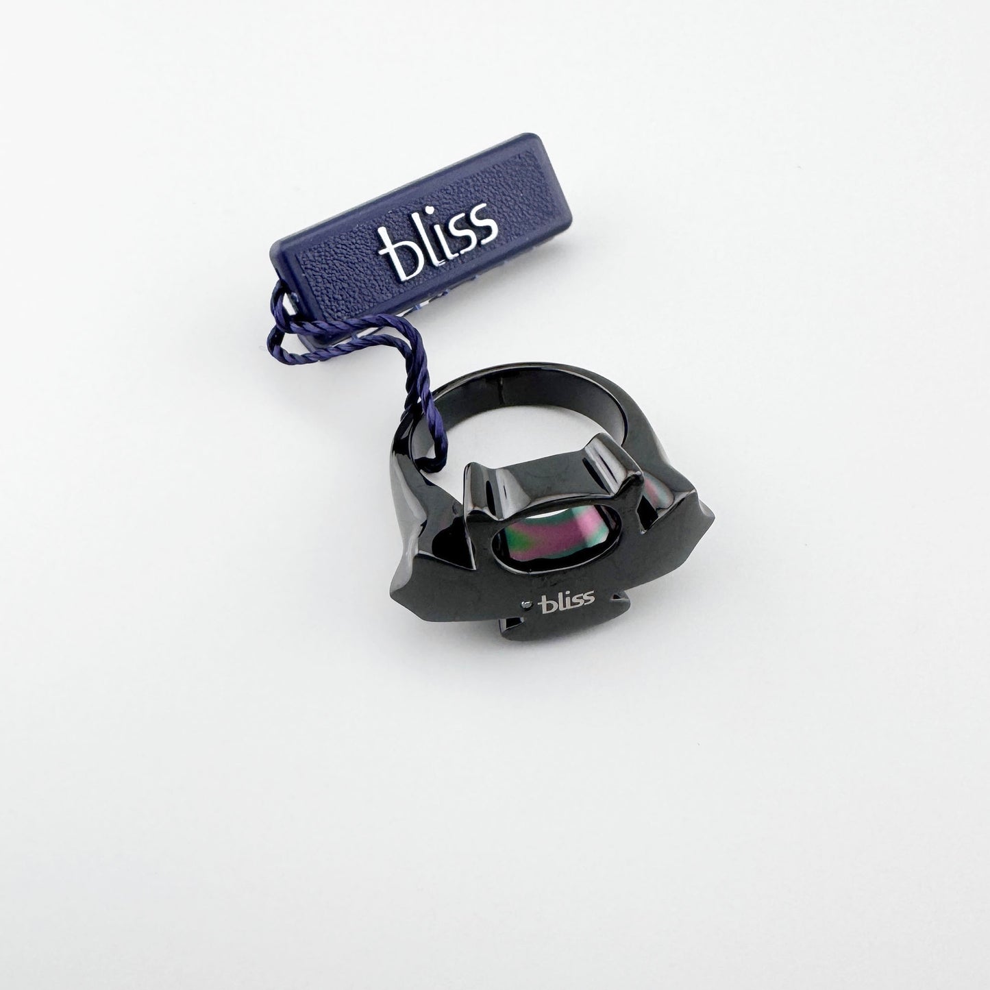 Pierścionek Bliss Gioielli z czarnej polerowanej stali o rzeźbiarskiej formie