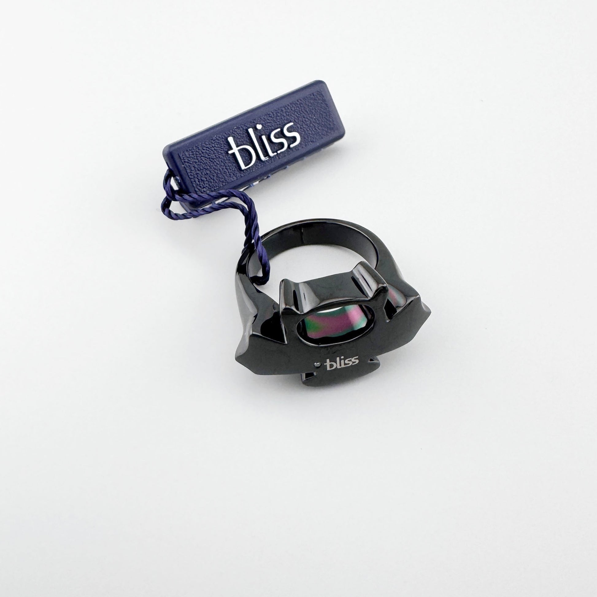 Pierścionek Bliss Gioielli z czarnej polerowanej stali o rzeźbiarskiej formie