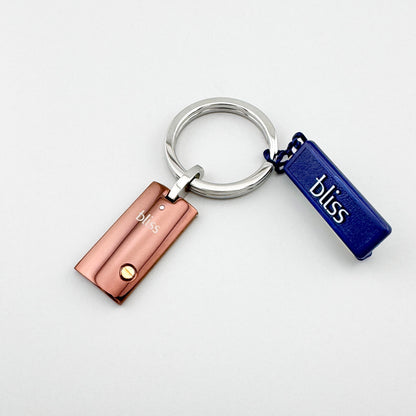 Bliss Gioielli rose gold keyring with a clean metal tag and ring