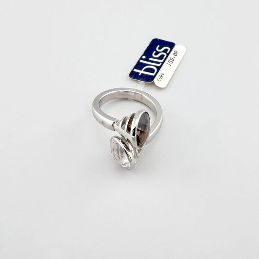 Pierścionek z kwarcem duo Bliss z kontrastem jasnego i dymnego kamienia