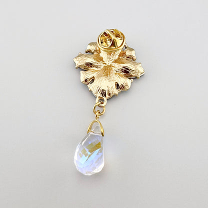 Broche fleur Sonata avec cristaux bleus et attache classique au dos