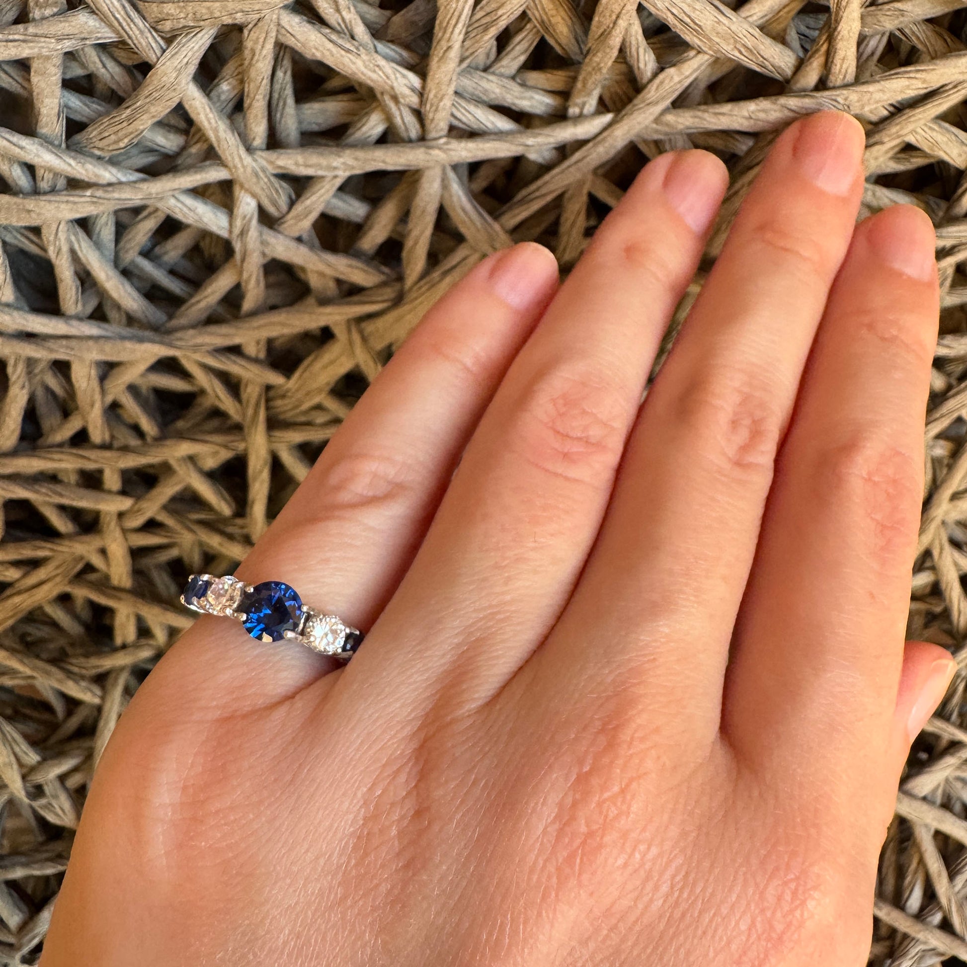 Blue stone ring by Bliss Gioielli worn on the hand