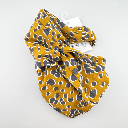 Mustard leopard-print headband Camaïeu with a soft gathered band and front knot