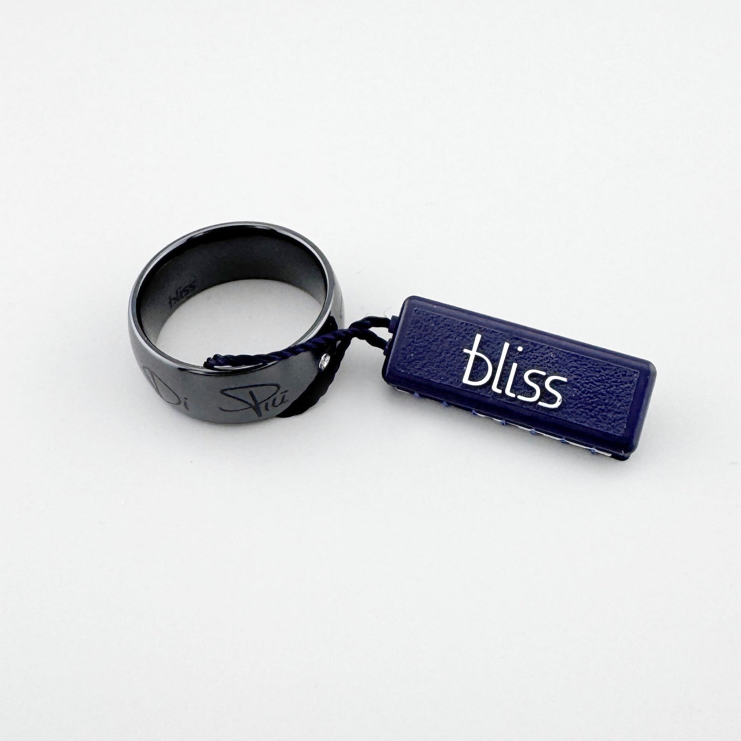 Keramikring Bliss Gioielli in Schwarz mit Gravur und Stein