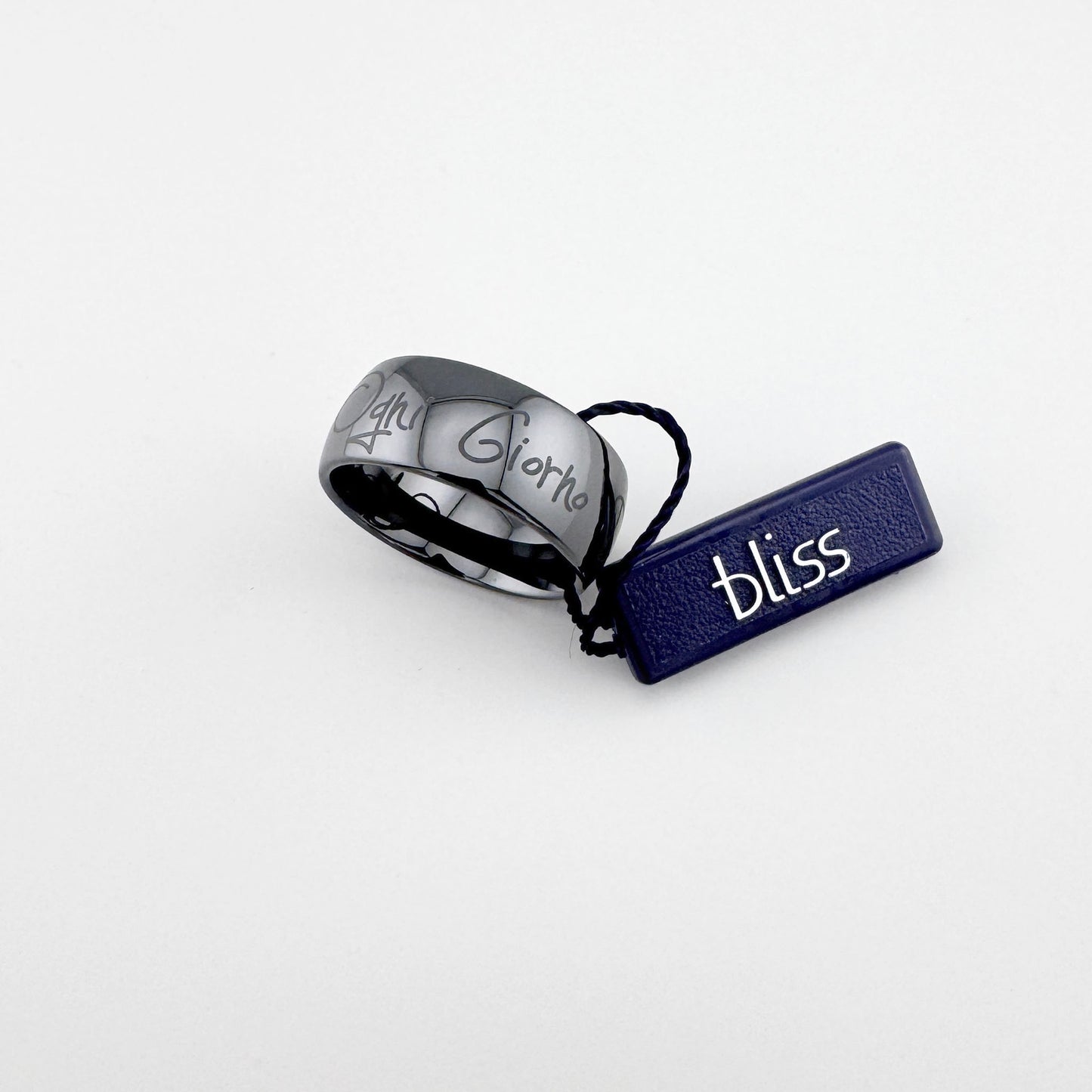 Bague Bliss Gioielli en céramique noire avec gravure et diamant