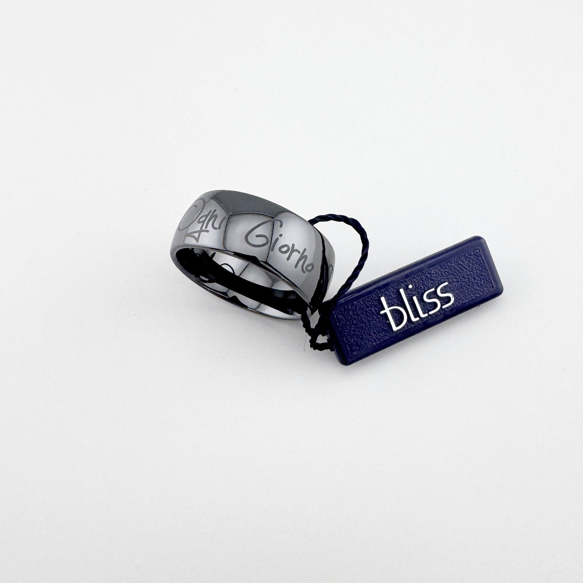 Bague Bliss Gioielli en céramique noire avec gravure et diamant