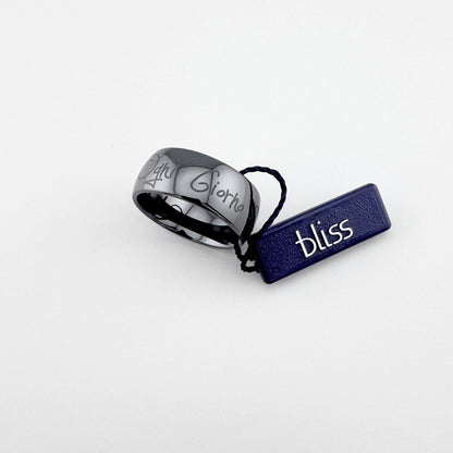 Bague Bliss Gioielli en céramique noire avec gravure et diamant