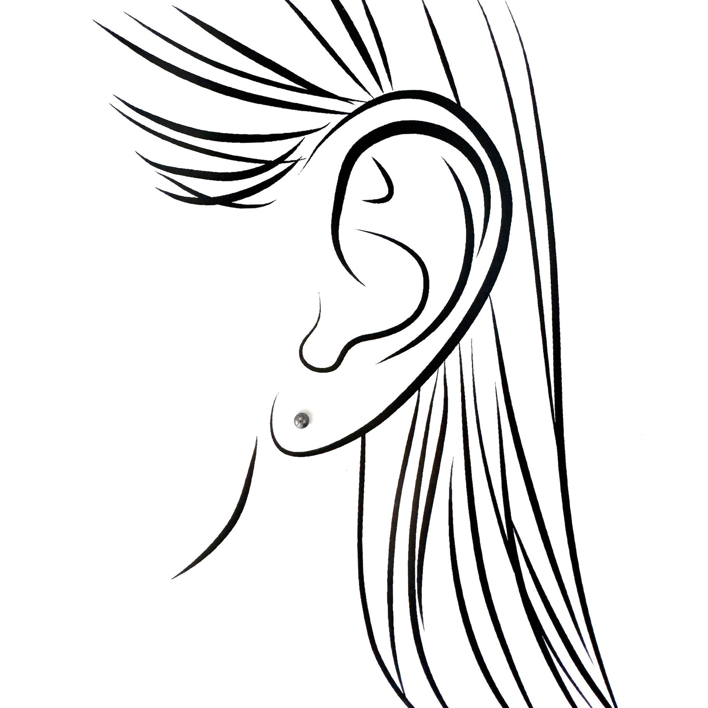 Ear illustration with 925 silver ball studs, matte patina finish and a clean minimal LULU Copenhagen vibe