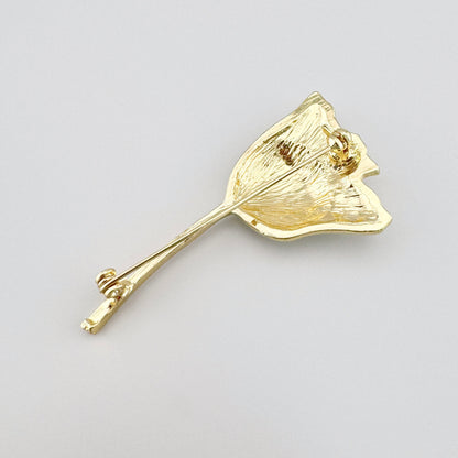 Broche tulipe Sonata avec émail crème et contour doré élégant