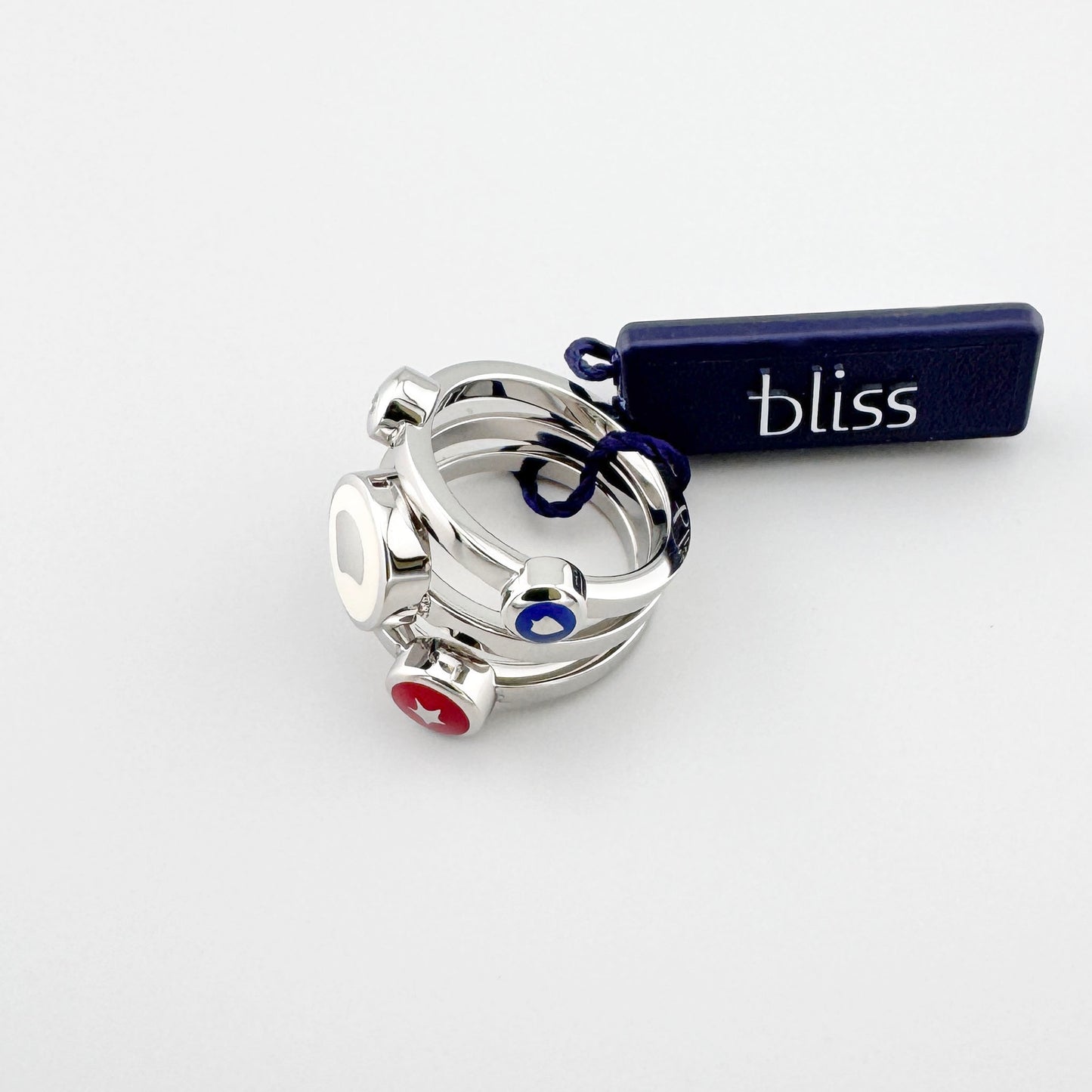 Bague Bliss Gioielli en argent avec disques émaillés rouge blanc bleu